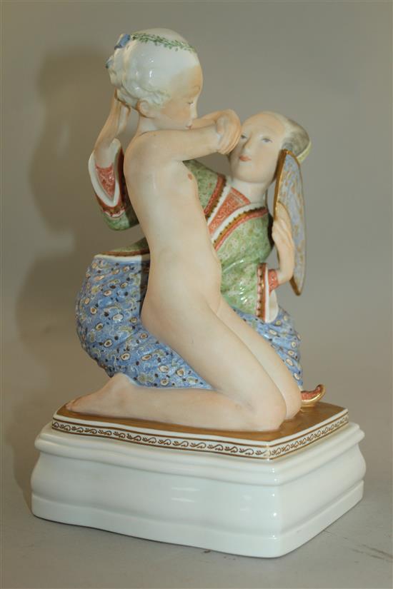 A Royal Copenhagen over-enamelled group Fairytale II, designed by Gerhard Henning, 23cm